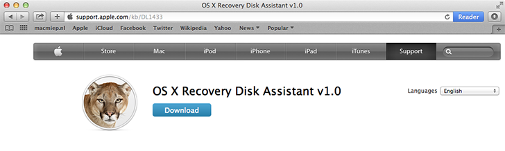 os x recovery disk assistant application download